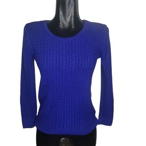 Napa Valley Royal Blue Cable Knit Patterned Sweater
